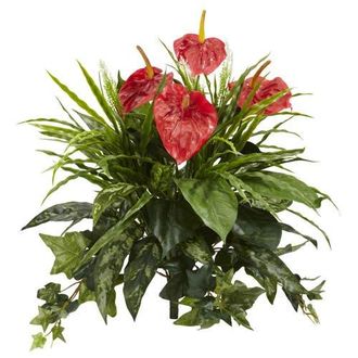 Nearly Natural 24-in Mixed Anthurium Artificial Plant in Red at Nordstrom