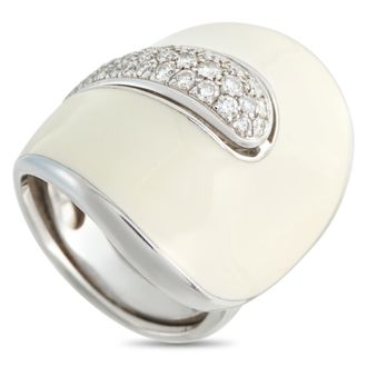 Roberto Coin 18K White Gold Diamond and Enamel Ring RC32-050526