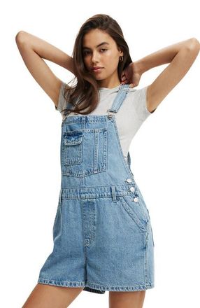 Cotton On Womens Short Denim Overall in Cleanwater Blue at Nordstrom, Size 4