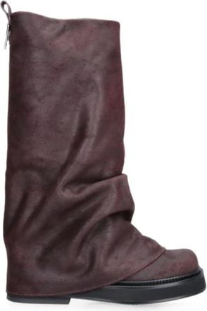 The Attico Gelede Leren Laarzen - Dames - Hoge Laarzen - Paars - 39 EU - Leer - Schoenen