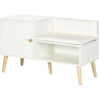HOMCOM Scarpiera da Ingresso Seduta Imbottita per 4 Paia di Scarpe Bianco