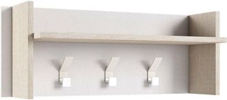 Dmora Mobile da ingresso Narciso, Mobile appendiabiti con 3 ganci, Mensola portaoggetti da ingresso, 100% Made in Italy, Cm 90x29h34, Bianco e Cemento, con