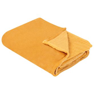 Beliani Manta Naranja 200 X 220 Cm Poli&eacute;ster Colcha Cubrecama Suave Moderno Bayburt