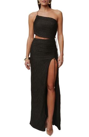 JLUXLABEL Andriana Textured Strappy Back Maxi Dress in Black at Nordstrom, Size Large