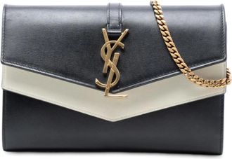 Saint Laurent Pre-owned Cross Body Bags, female, Black, Size: ONE SIZE Pre-owned Chain Wallet