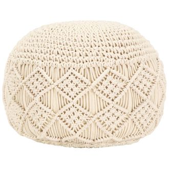 vidaXL Puf De Macram&eacute; Hecho A Mano Algod&oacute;n 45x30 Cm Vidaxl