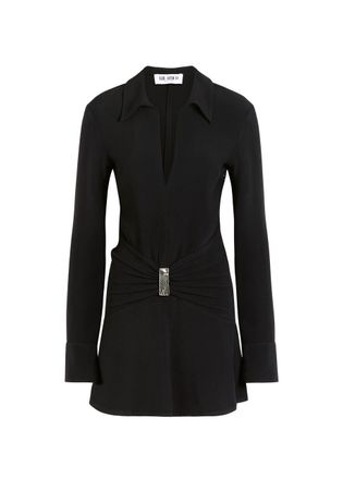 The Attico Gathered Crepe Mini Dress - Black - 38 (UK6 / XS)