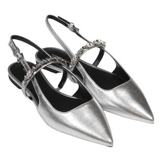 Michael Kors Ballerinas, female, Gray, Size: 6 1/2 US Dina Leather Shoes