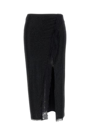 Self Portrait Crystal Trim Black Crepe Mini Dress