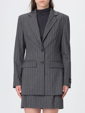 Pinko Blazer gessato slim fit in misto lana con polsini in pizzo