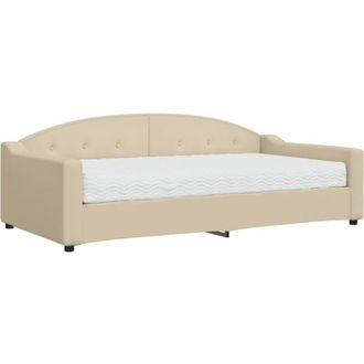 vidaXL Sof&aacute; Cama Con Colch&oacute;n Tela Crema 100x200 Cm Vidaxl