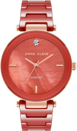 Anne Klein Red Ceramic Bracelet with Diamond Accent Ladies Watch