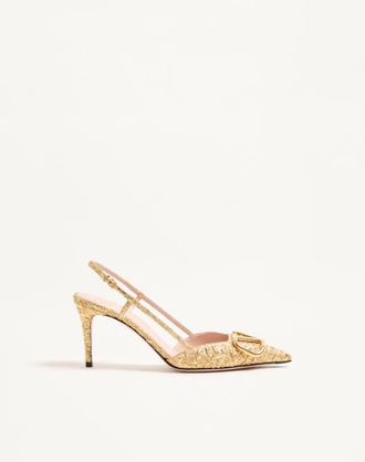 Valentino Garavani VLogo Signature Slingback Pumps In Cloqu&eacute; Jacquard Fabric 80mm Wo