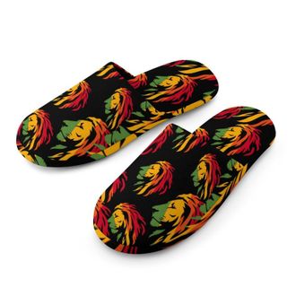 Generic Reggae Rasta Lion Mens Cozy Memory Foam Slippers Warm Cotton House Shoes Comfy Slipper for Indoor Outdoor