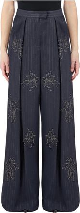 Liu Jo Pant.ts Ampio Ricamato - Dames - Wijde Broeken - Grijs - S - Polyester - Broeken