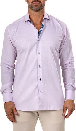Maceoo Eins Marthy Contemporary Fit Cotton Button-Up Shirt in White/pink at Nordstrom, Size 8