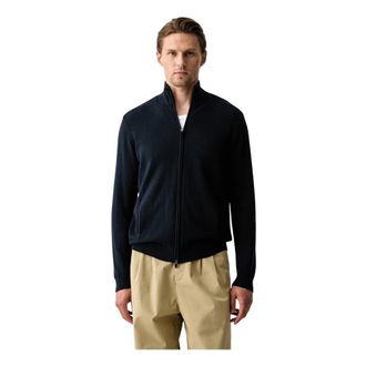 Emporio Armani Zip Cardigan - Heren - Vesten - Blauw - XL - Katoen - Truien & Vesten