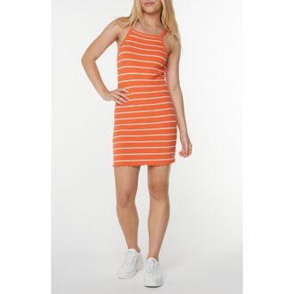 Roxy Cool Sunsetz Rib Minidress in Tigerlily Sailing Stripe at Nordstrom Rack, Size X-Large