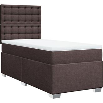 vidaXL Vidaxl - Cama Box Spring Con Colch&oacute;n Tela Marr&oacute;n Oscuro 80x200 Cm