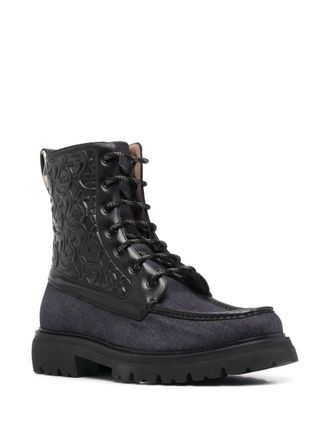 Ferragamo Gancini Combat Boot - Black