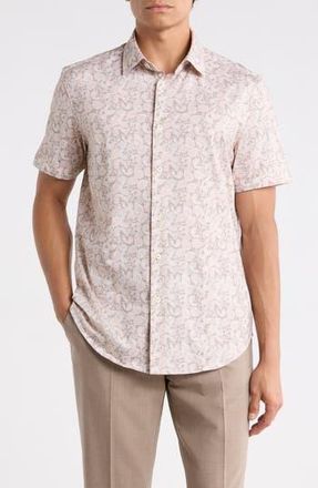 Bugatchi Short Sleeve Button Up Shirt in Papaya at Nordstrom Rack, Size Medium