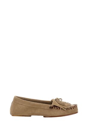 PARIS TEXAS Fringe-Detailed Grey Suede Loafers