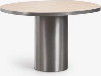 Sklum Mesa De Comedor Ovalada 120x100 Cm En Piedra Natural Y Acero Inoxidable Fertrix Sklum