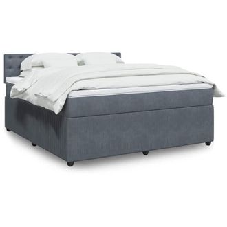 vidaXL Vidaxl - Cama Box Spring Con Colch&oacute;n Terciopelo Gris Oscuro 180x200 Cm