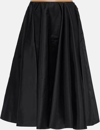 Prada Re-Nylon leather-trimmed midi skirt