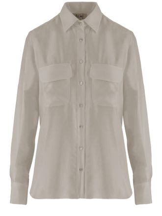 Her Shirt Ivory Classic Collar Silk Shirt