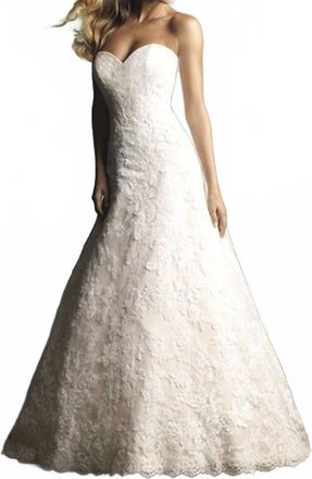Allure Bridals Strapless Sweetheart Lace Wedding Dress In Ivory