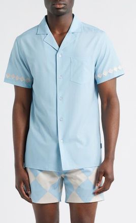 MAVRANS Shoreline UPF 50+ Button-Up Shirt in Blue at Nordstrom, Size Xx-Large