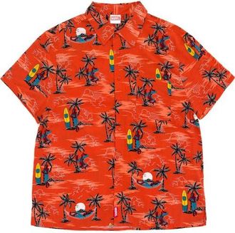 MARVEL Spider-Man Button Front Hawaiian Shirt in Spider Man Peach at Nordstrom, Size X-Small