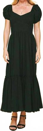 Pinch Design Puffy Sleeves Dress In Black