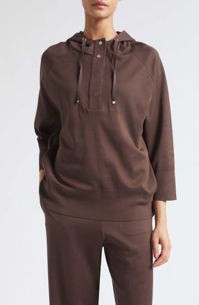 Herno Cotton Jersey Hooded Pullover in 8800 Chocolate at Nordstrom, Size X-Small