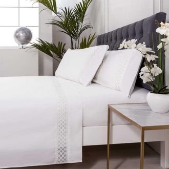 COTTON ARTEAN Juego de s&aacute;banas percal algod&oacute;n 200 hilos BLANCO 240x260 Cama 150