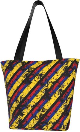 AOOEDM Tote Bag Old Colombian Flag Stripes Shopping Bags Small Reusable Market Bag Beach Tote Bags Travel Totes