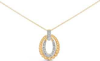 House of Brilliance Gold Vermeil 1/10 Cttw Diamond Bold Bead Pendant Necklace