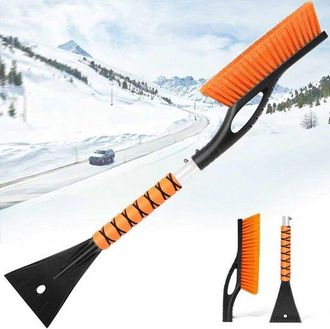 OEM Cepillo Para Nieve Y Rascador De Hielo, Herramienta De Invierno De 68,5 Cm (27 Pulgadas), Naranja, Para Una Conducci&oacute;n Segura, F&aacute;cil De Guardar