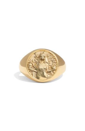 Awe Inspired Goddess Signet Ring in Persephone/14K Gold Vermeil at Nordstrom, Size 10