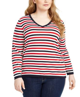 Tommy Hilfiger Womens Ivy Sweater In Red/wht/navy