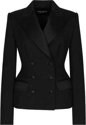 Dolce & Gabbana Dubbelrijige Blazer Zwart Peak Revers - Dames - Blazers - Zwart - M - Jassen