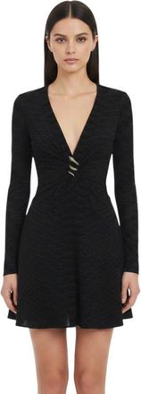 Roberto Cavalli Black Animal Print V Neck Mini Dress