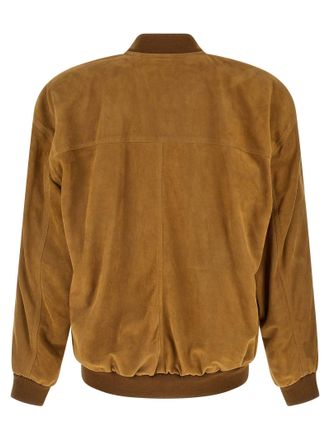 Saint Laurent Suede Bomber Jacket - Caramel