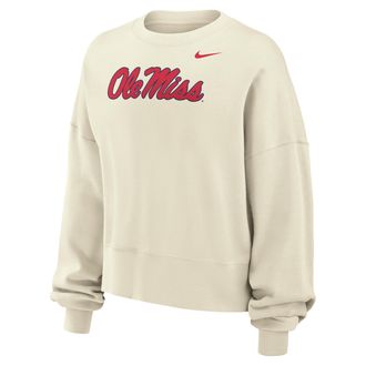 Nike Ole Miss Rebels Phoenix Fleece Nike Womens Football Crew-Neck Sweatshirt in White | W33302P403MISI-SAI