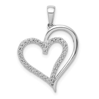 Diamond2Deal 14k White Gold 1/10 carat Diamond Heart Pendant