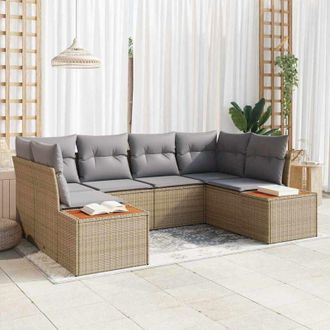 vidaXL Vidaxl - Conjunto De Sof&aacute; De Jard&iacute;n Con Coj&iacute;n 6 Pcs Beige Polirat&aacute;n