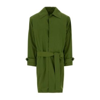 Saint Laurent Trench Simple Croisu - female - Saint Laurent - Belted Coats - Green - XS - Coats