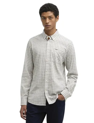 Barbour Overhemd Barbour Tailored Fit groen geruit borstzak