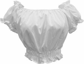 Grebrafan Women Renaissance Shirt Puff Sleeve Vintage Off Shoulder Blouse (UK(4-6) XS, White)